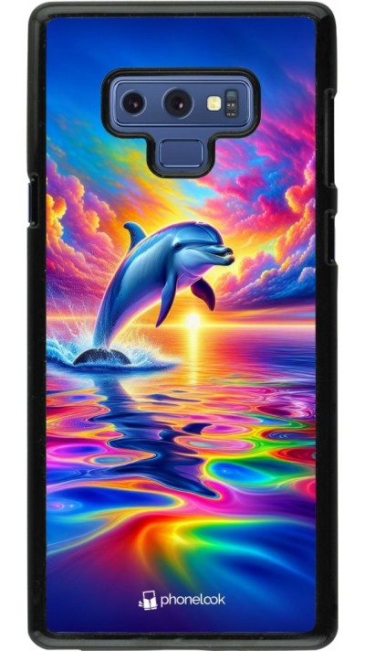 Coque Samsung Galaxy Note9 - Dauphin arc-en-ciel heureux