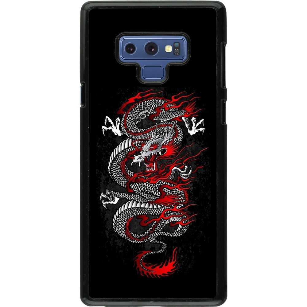 Coque Samsung Galaxy Note9 - Japanese style Dragon Tattoo Red Black