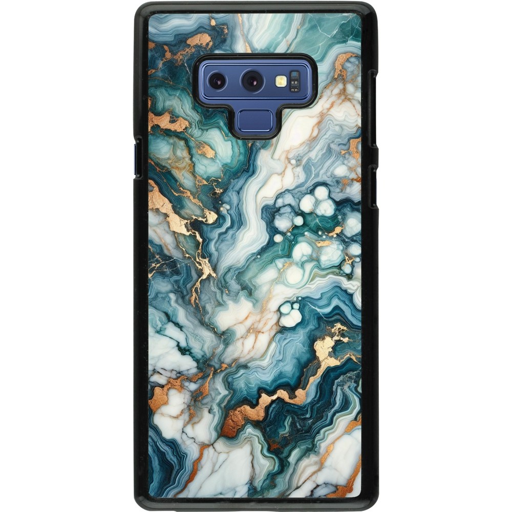 Coque Samsung Galaxy Note9 - Marbre Vert Bleu Doré