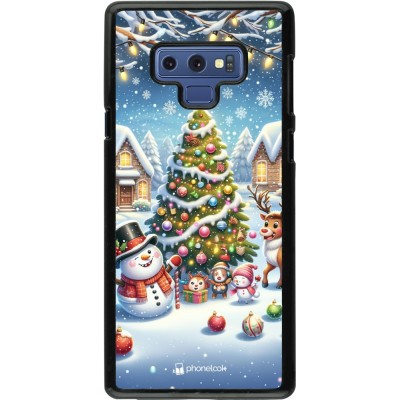 Coque Samsung Galaxy Note9 - Noël 2023 bonhomme de neige et sapin