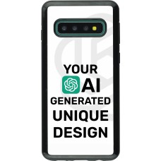 Coque Samsung Galaxy S10 - Hybrid Armor noir 100% unique générée par intelligence artificielle (AI) avec vos idées