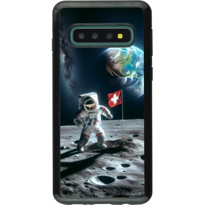 Coque Samsung Galaxy S10 - Hybrid Armor noir Astro Suisse sur lune