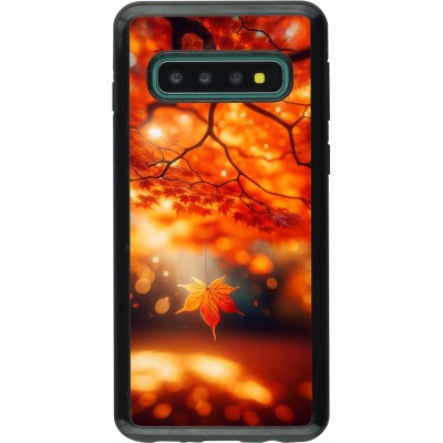 Coque Samsung Galaxy S10 - Hybrid Armor noir Automne Magique Orange