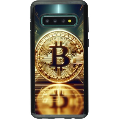 Coque Samsung Galaxy S10 - Hybrid Armor noir Bitcoin Standing