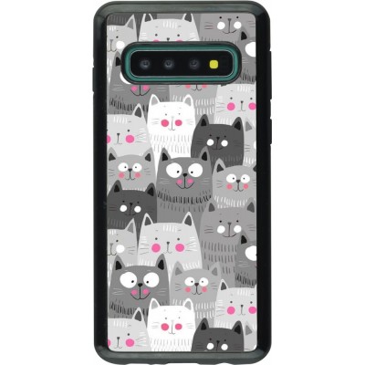 Coque Samsung Galaxy S10 - Hybrid Armor noir Chats gris troupeau