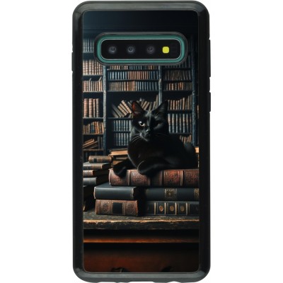 Coque Samsung Galaxy S10 - Hybrid Armor noir Chat livres sombres