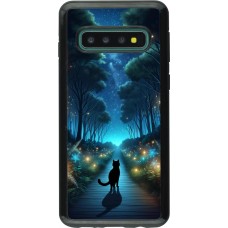 Coque Samsung Galaxy S10 - Hybrid Armor noir Chat noir promenade