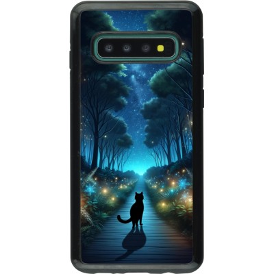 Coque Samsung Galaxy S10 - Hybrid Armor noir Chat noir promenade