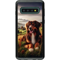 Coque Samsung Galaxy S10 - Hybrid Armor noir Chien Campagne Suisse