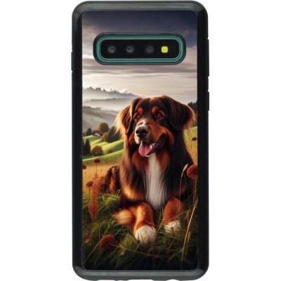 Coque Samsung Galaxy S10 - Hybrid Armor noir Chien Campagne Suisse