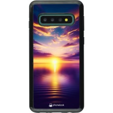 Coque Samsung Galaxy S10 - Hybrid Armor noir Coucher soleil jaune violet