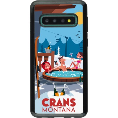 Coque Samsung Galaxy S10 - Hybrid Armor noir Crans-Montana Mountain Jacuzzi