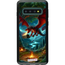 Coque Samsung Galaxy S10 - Hybrid Armor noir Dragon Volant Forêt Trésor