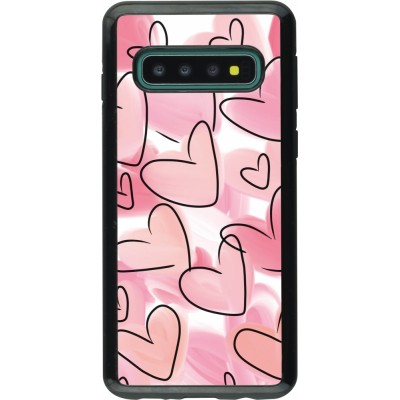 Coque Samsung Galaxy S10 - Hybrid Armor noir Easter 2023 pink hearts