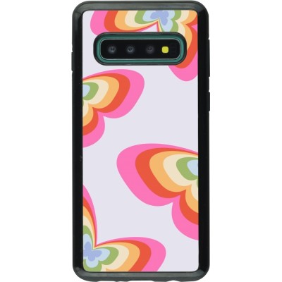 Coque Samsung Galaxy S10 - Hybrid Armor noir Easter 2024 rainbow butterflies