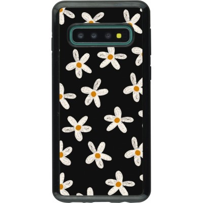 Coque Samsung Galaxy S10 - Hybrid Armor noir Easter 2024 white on black flower