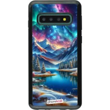 Coque Samsung Galaxy S10 - Hybrid Armor noir Fantasy Mountain Lake Sky Stars