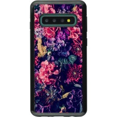 Coque Samsung Galaxy S10 - Hybrid Armor noir Flowers Dark