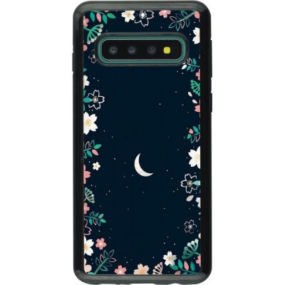 Coque Samsung Galaxy S10 - Hybrid Armor noir Flowers space