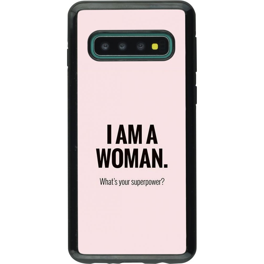 Coque Samsung Galaxy S10 - Hybrid Armor noir I am a woman