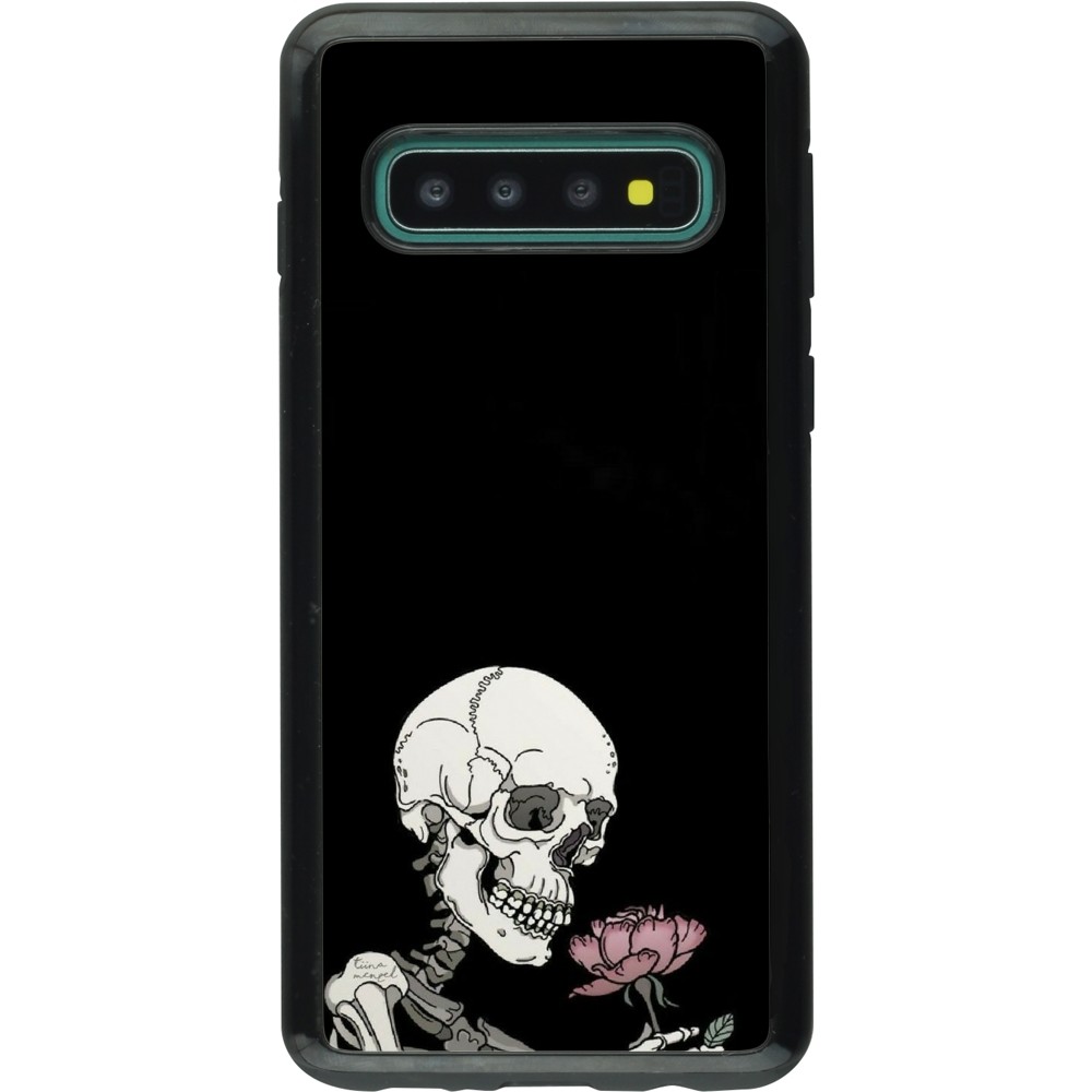 Coque Samsung Galaxy S10 - Hybrid Armor noir Halloween 2023 rose and skeleton