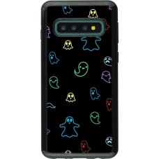 Coque Samsung Galaxy S10 - Hybrid Armor noir Halloween 2024 colorful ghosts