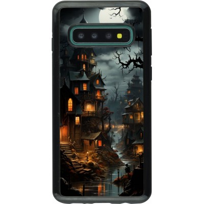 Coque Samsung Galaxy S10 - Hybrid Armor noir Halloween 2024 scary town