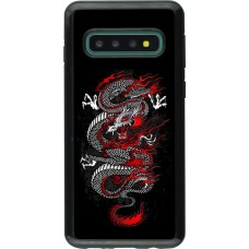 Coque Samsung Galaxy S10 - Hybrid Armor noir Japanese style Dragon Tattoo Red Black