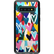 Coque Samsung Galaxy S10 - Hybrid Armor noir Joyful Hearts