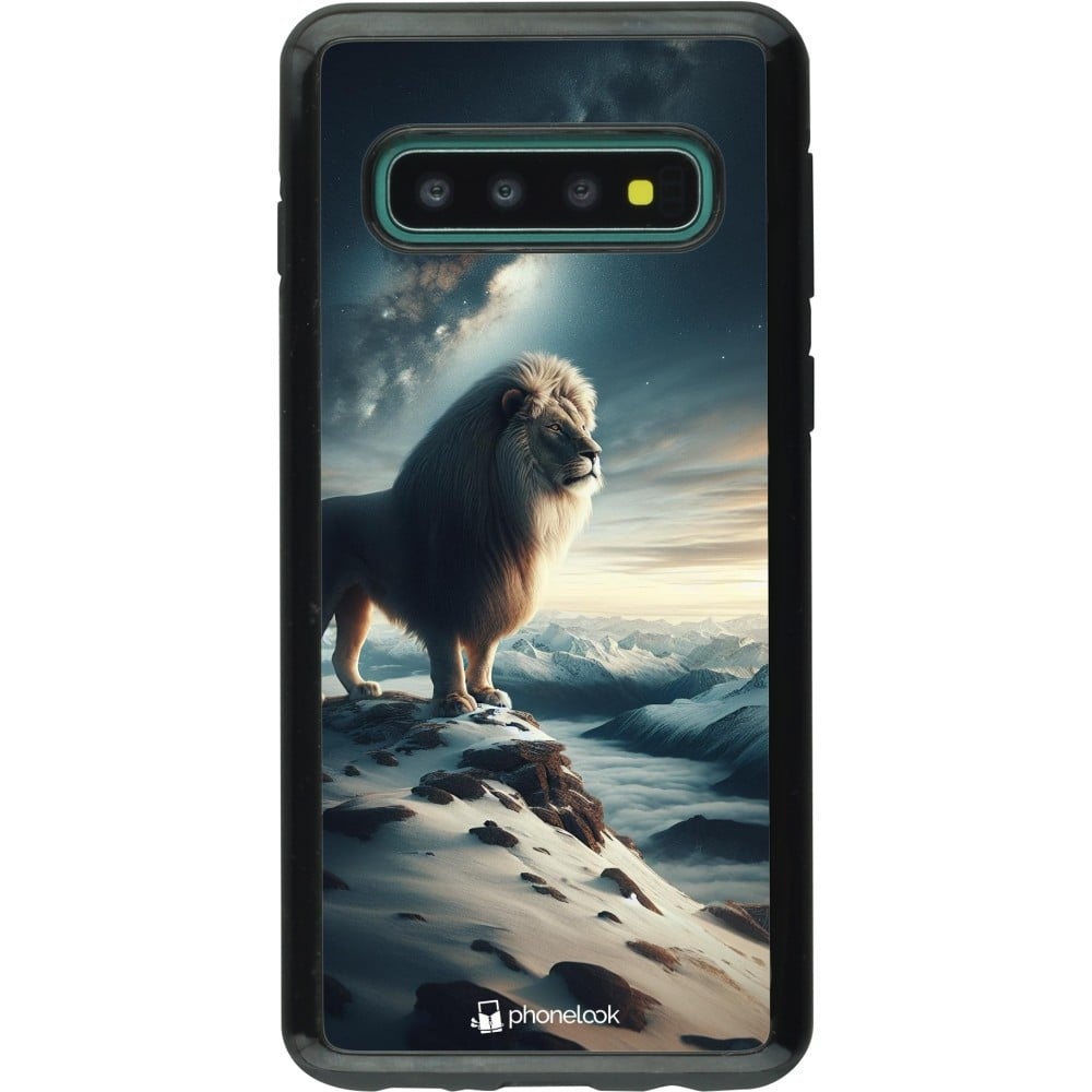 Coque Samsung Galaxy S10 - Hybrid Armor noir Le lion blanc