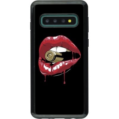 Coque Samsung Galaxy S10 - Hybrid Armor noir Lips bullet