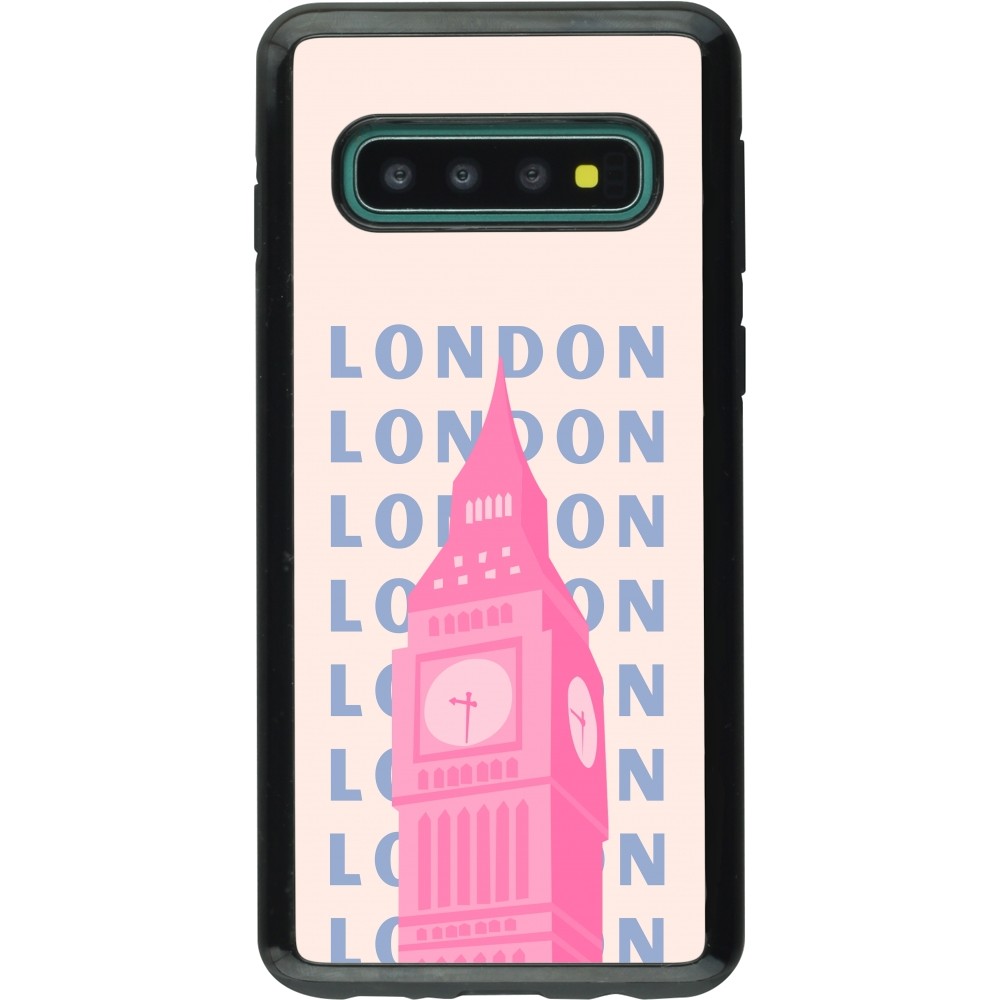 Coque Samsung Galaxy S10 - Hybrid Armor noir London Pink Print