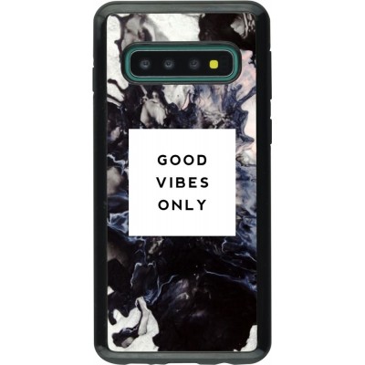 Coque Samsung Galaxy S10 - Hybrid Armor noir Marble Good Vibes Only