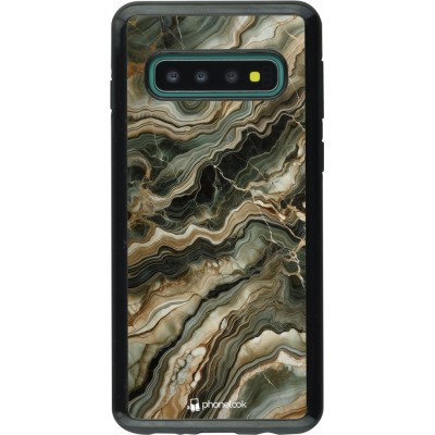 Coque Samsung Galaxy S10 - Hybrid Armor noir Marbre Olive