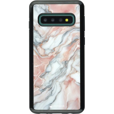 Coque Samsung Galaxy S10 - Hybrid Armor noir Marbre Rose Lumineux