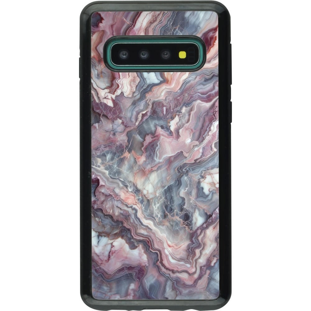 Coque Samsung Galaxy S10 - Hybrid Armor noir Marbre violette argentée