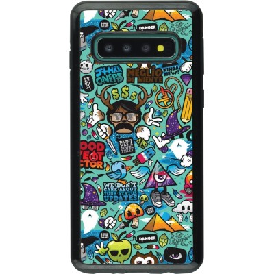 Coque Samsung Galaxy S10 - Hybrid Armor noir Mixed Cartoons Turquoise