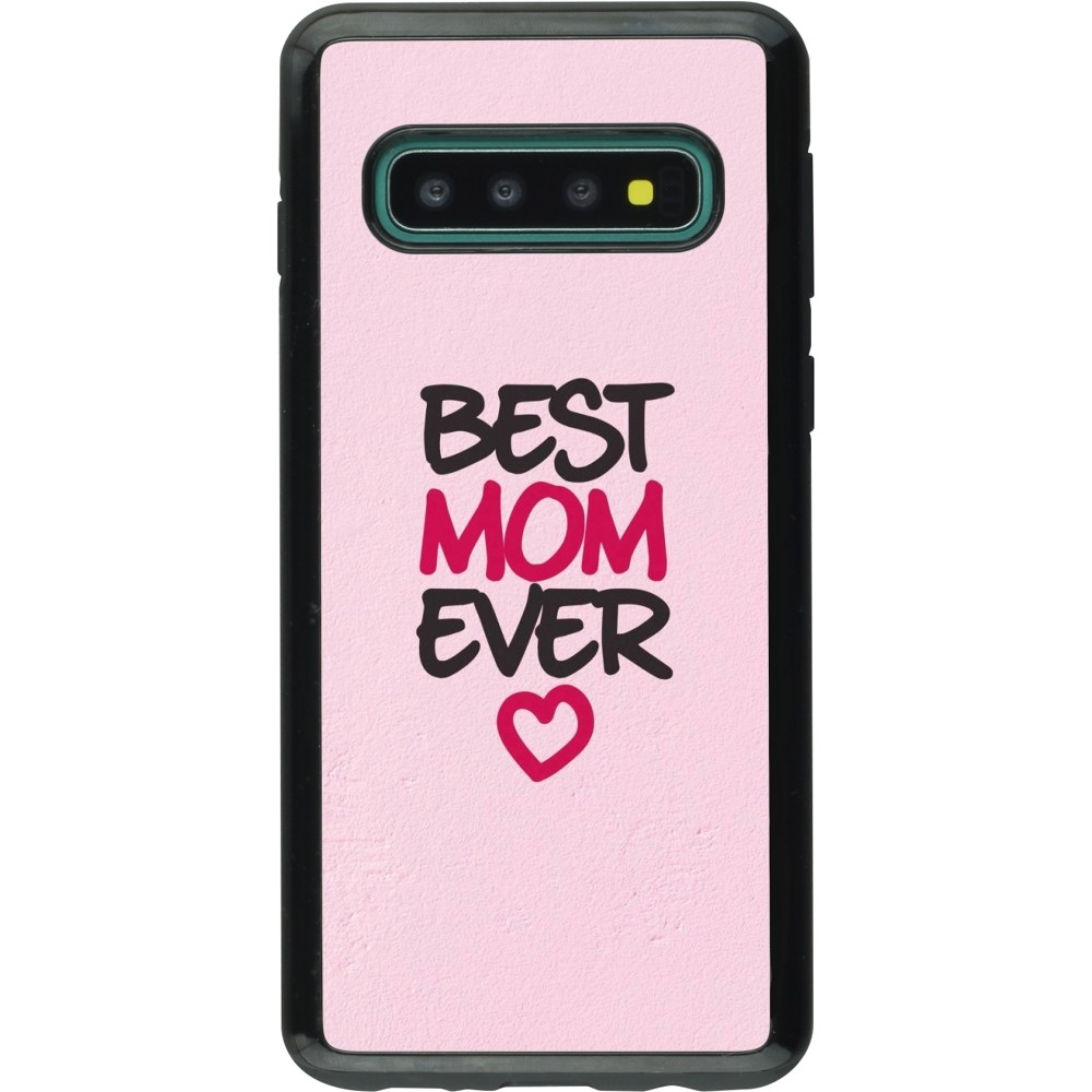 Coque Samsung Galaxy S10 - Hybrid Armor noir Mom 2023 best Mom ever pink