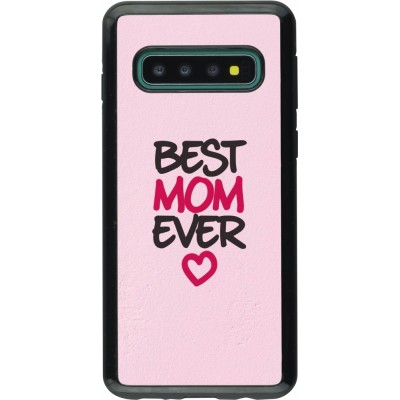 Coque Samsung Galaxy S10 - Hybrid Armor noir Mom 2023 best Mom ever pink