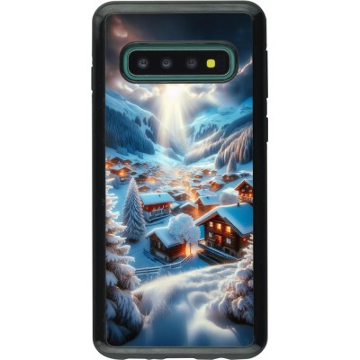 Coque Samsung Galaxy S10 - Hybrid Armor noir Mont Neige Lumière