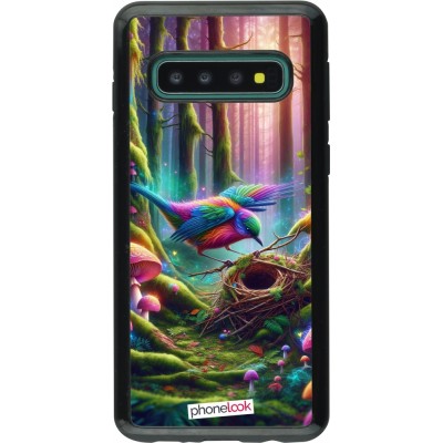 Coque Samsung Galaxy S10 - Hybrid Armor noir Oiseau Nid Forêt