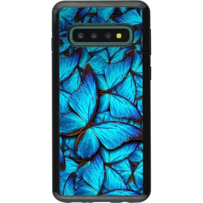 Coque Samsung Galaxy S10 - Hybrid Armor noir Papillon - Bleu