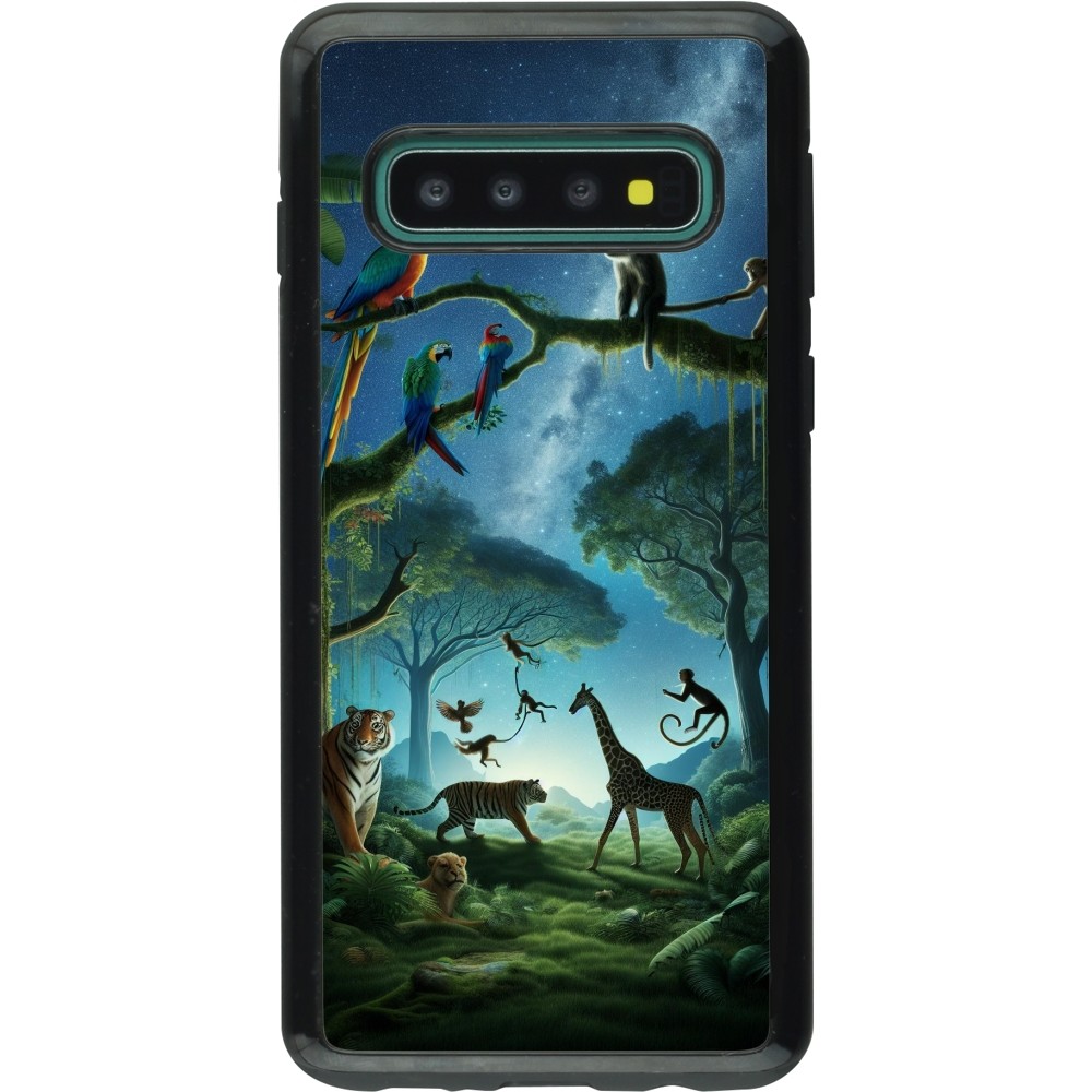 Coque Samsung Galaxy S10 - Hybrid Armor noir Paradis des animaux exotiques