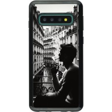 Coque Samsung Galaxy S10 - Hybrid Armor noir Parisian Smoker