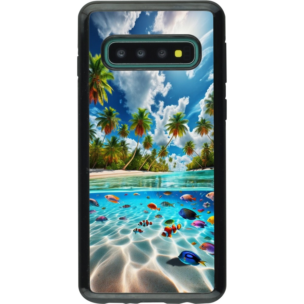 Coque Samsung Galaxy S10 - Hybrid Armor noir Plage Paradis