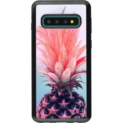 Coque Samsung Galaxy S10 - Hybrid Armor noir Purple Pink Pineapple