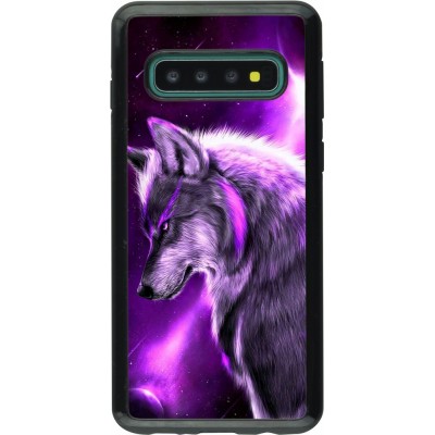 Coque Samsung Galaxy S10 - Hybrid Armor noir Purple Sky Wolf