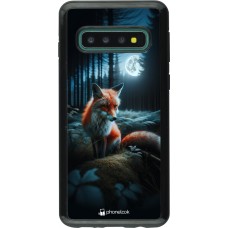 Coque Samsung Galaxy S10 - Hybrid Armor noir Renard lune forêt