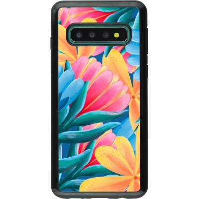 Coque Samsung Galaxy S10 - Hybrid Armor noir Spring 23 colorful flowers