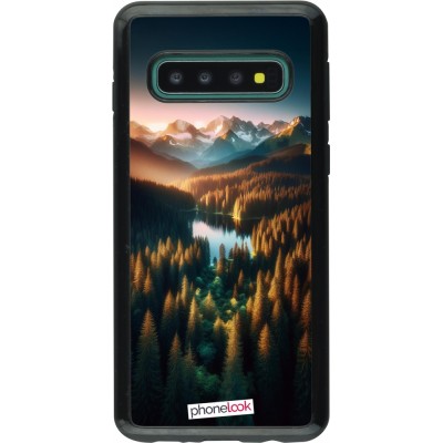 Coque Samsung Galaxy S10 - Hybrid Armor noir Sunset Forest Lake